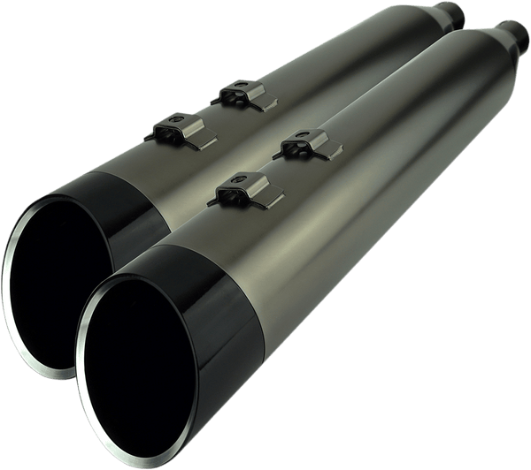 Khrome Werks 202655 4.50in. HP-Plus Slip-On Muffler - Smoked Chrome with Black Edge Billet End Caps - sxspowersports