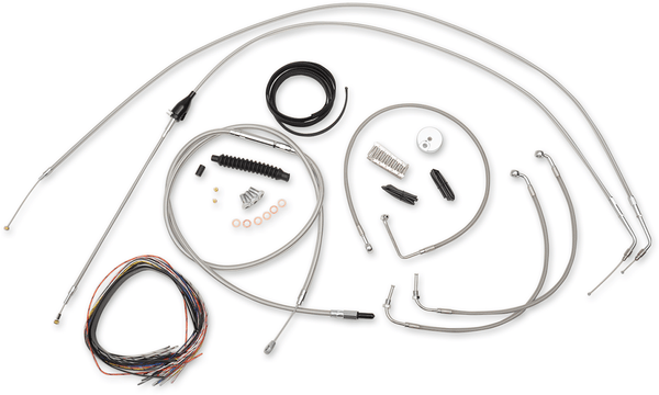 LA Choppers LA-8005KT2A-16 Complete Handlebar Cable/Brake & Clutch Line/Wire Kit - Stainless Braided - sxspowersports