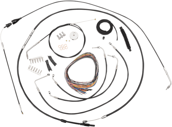 LA Choppers LA-8005KT2A-16B Complete Handlebar Cable and Brake Line Kit - Black Vinyl/Stainless - sxspowersports