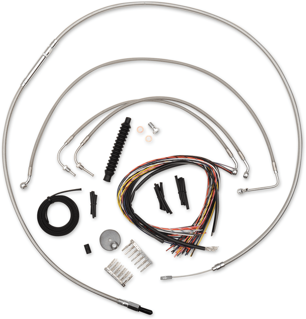 LA Choppers LA-8012KT2-13 Complete Handlebar Cable/Brake & Clutch Line/Wire Kit - Stainless Braided - sxspowersports