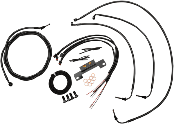LA Choppers LA-8055KT2-08M Complete Handlebar Cable/Brake & Clutch Line/Wire Kit - Black Vinyl/Stainless - sxspowersports