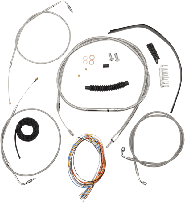 LA Choppers LA-8110KT2B-13 Complete Handlebar Cable/Brake & Clutch Line/Wire Kit - Stainless Braided - sxspowersports