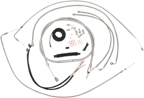 LA Choppers LA-8122KT2-16 Complete Handlebar Cable/Brake & Clutch Line/Wire Kit - Stainless Braided - sxspowersports