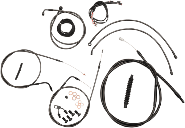 LA Choppers LA-8122KT2-19M Complete Handlebar Cable/Brake & Clutch Line/Wire Kit - Midnight Black - sxspowersports