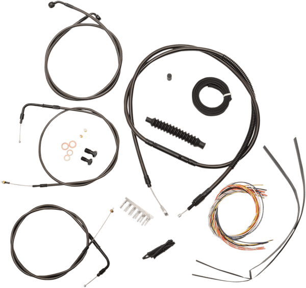 LA Choppers LA-8130KT2-19M Complete Handlebar Cable and Brake Line Kit - Midnight - sxspowersports