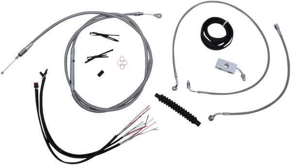 LA Choppers LA-8152KT2-19 Complete Handlebar Cable/Brake & Clutch Line/Wire Kit - Stainless Braided - sxspowersports