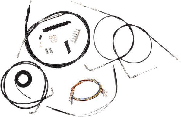 LA Choppers LA-8210KT2A-19B Complete Handlebar Cable and Brake Line Kit - Black Vinyl/Stainless - sxspowersports