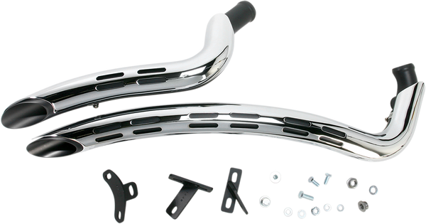 Bassani Manufacturing 1SD2FB Radial Sweepers Exhaust System - Chrome with Black Heat Shield with Holes