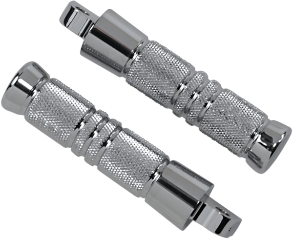 Accutronix RP111-KGC Chrome Footpegs - Knurled - Male Mount - 5-1/4in. - sxspowersports