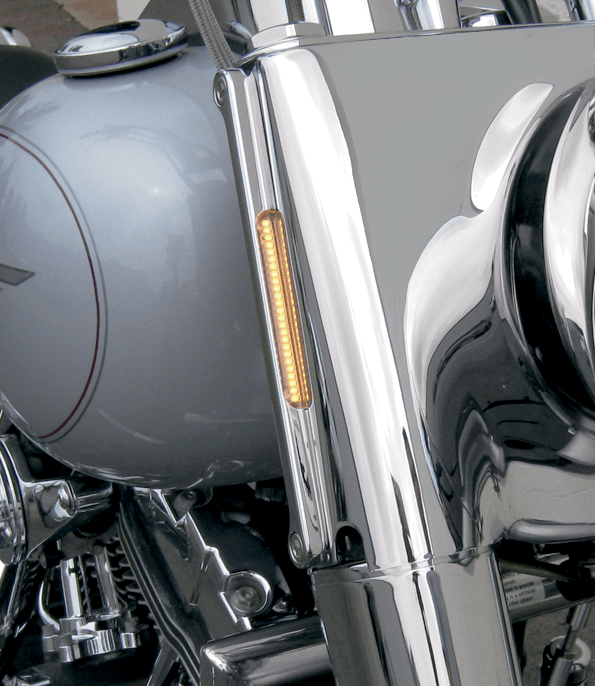 Alloy Art FDH-1 LED Front Signal Lights with Clear lens/Amber LEDs - Chrome - sxspowersports