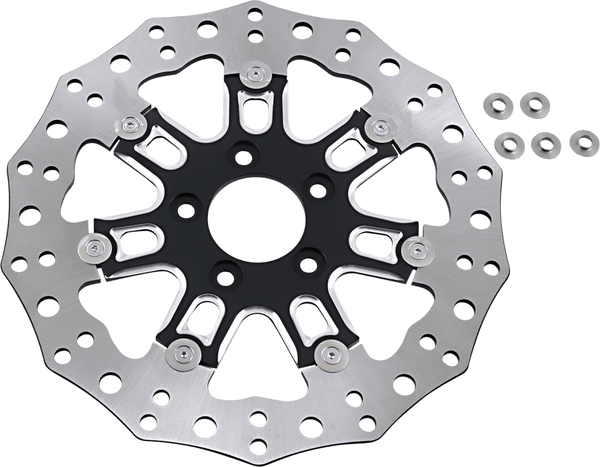 Arlen Ness 33-10301-202 11.8in. Two-Piece Floating Front Brake Rotor - 7 Valve Black - sxspowersports