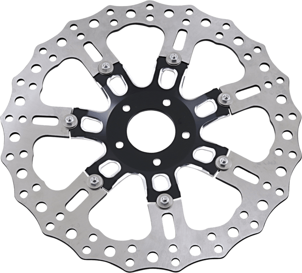 Arlen Ness 33-10301-203 14in. Two-Piece Floating Front Brake Rotor - 7 Valve Black - sxspowersports