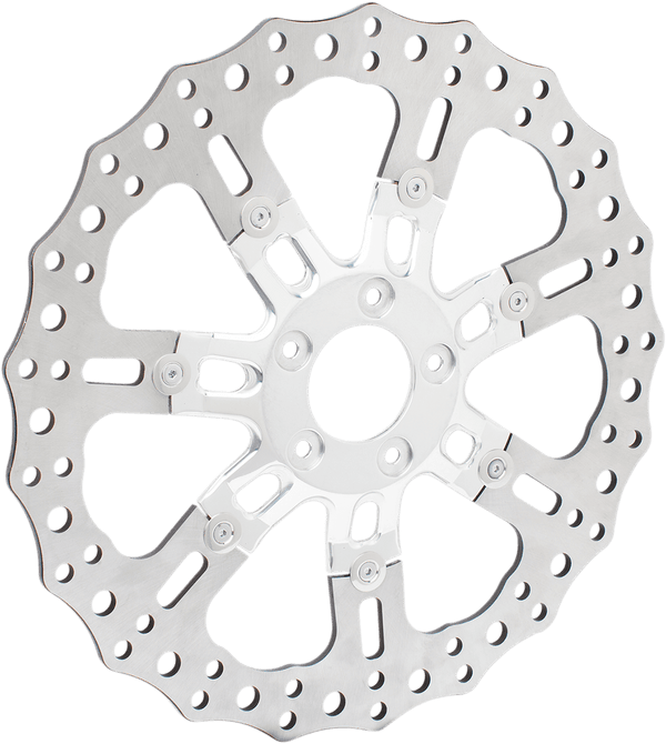 Arlen Ness 33-10301-203 14in. Two-Piece Floating Front Brake Rotor - 7 Valve Black - sxspowersports