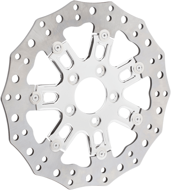 Arlen Ness 33-10302-202 11.8in. Two-Piece Floating Front Brake Rotor - 7 Valve Chrome - sxspowersports