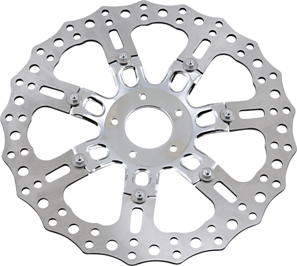 Arlen Ness 33-10302-203 14in. Two-Piece Floating Front Brake Rotor - 7 Valve Chrome - sxspowersports