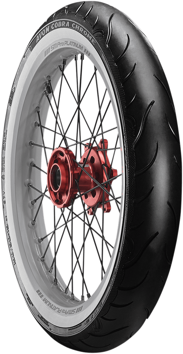 Avon Tyres 2120011 Avon AV91 Cobra Chrome 100/90-19 Whitewall Front Tire 57V - sxspowersports