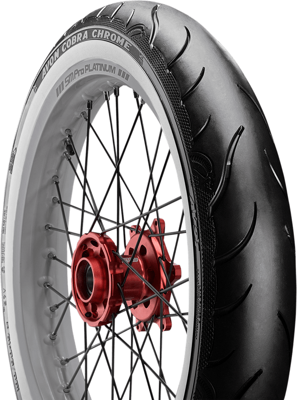 Avon Tyres 2120195 Avon AV91 Cobra Chrome Whitewall MH90-21 Front Tire for Harley Davidson Motorcycles - sxspowersports