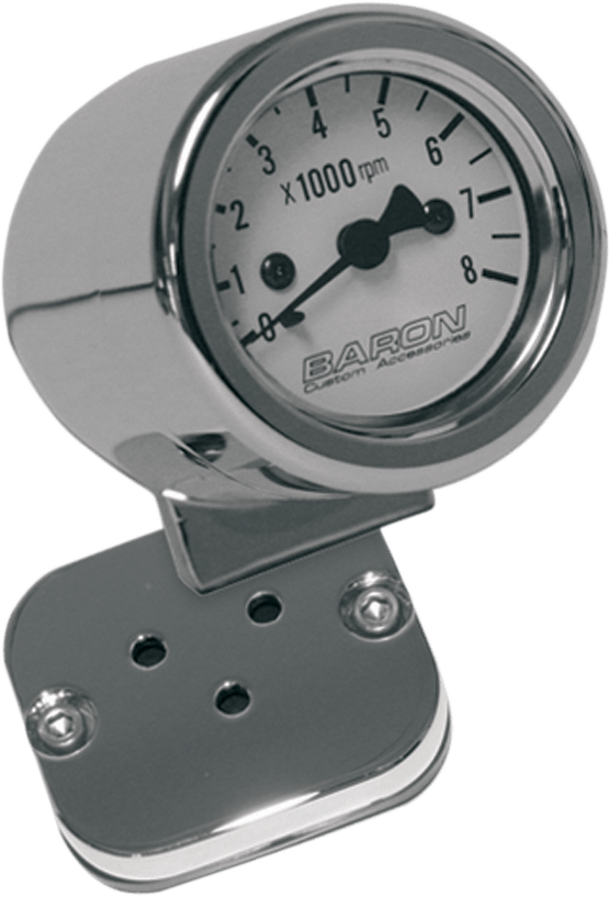 Baron Custom Accessories BA-7573-00 Mini-Bullet Tachometer with 1in. Bar Mount - White Face - sxspowersports