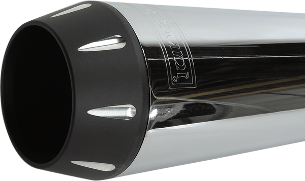 Bassani Manufacturing 13311R Road Rage 2:1 Long w/Black Billet Reverse Cone End Cap w/ Machined Flutes - Chrome - sxspowersports