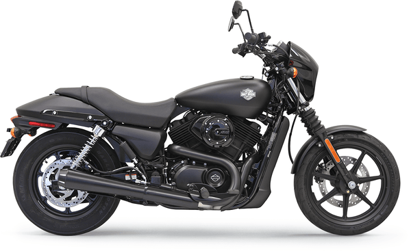 Bassani Manufacturing 1527RB 4in. Slip-On Megaphone Slip-On Muffler - Black with Black Billet End Caps and Contrasting Flutes - sxspowersports