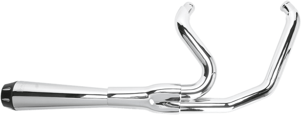Bassani Manufacturing 1D28R Road Rage 2:1 Long Megaphone Exhaust System - Chrome with Fluted Black End Cap - sxspowersports