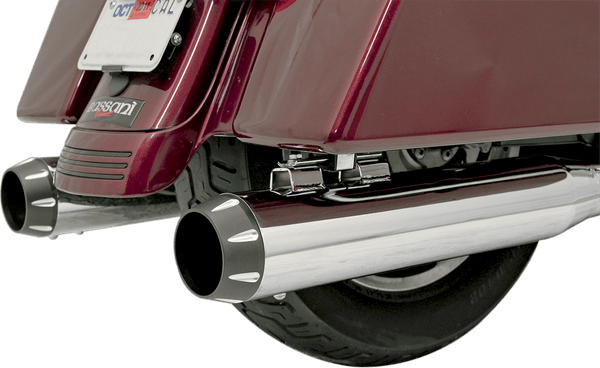 Bassani Manufacturing 1D87R 4in. Quick Change Slip-Ons - Chrome with Black Fluted End Caps - sxspowersports