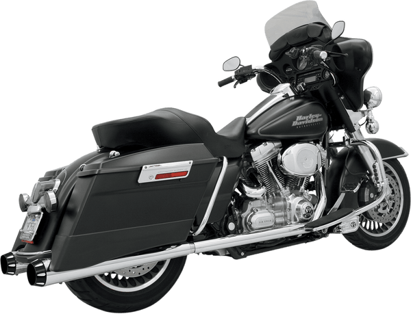 Bassani Manufacturing 1F46RB +P Stepped True-Duals Exhaust System - Black with Black Fluted End Caps - sxspowersports