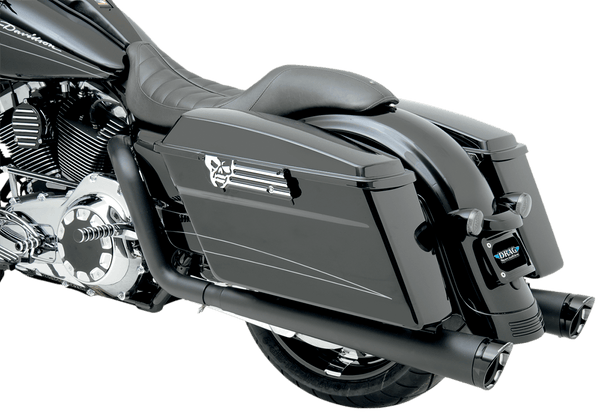 Bassani Manufacturing 1F46RB +P Stepped True-Duals Exhaust System - Black with Black Fluted End Caps - sxspowersports