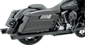 Bassani Manufacturing 1F46RB +P Stepped True-Duals Exhaust System - Black with Black Fluted End Caps - sxspowersports