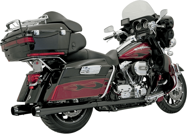 Bassani Manufacturing 1F46RB +P Stepped True-Duals Exhaust System - Black with Black Fluted End Caps - sxspowersports
