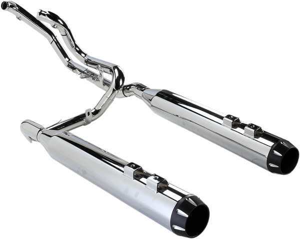 Bassani Manufacturing 1F76R True Dual Down Under System with Straight Can Mufflers - Chrome - sxspowersports