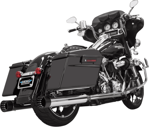 Bassani Manufacturing 1F7DNT5B 4in. DNT Straight Can Muffler with Acoustically Tuned Baffle - Black with Black End Caps - sxspowersports