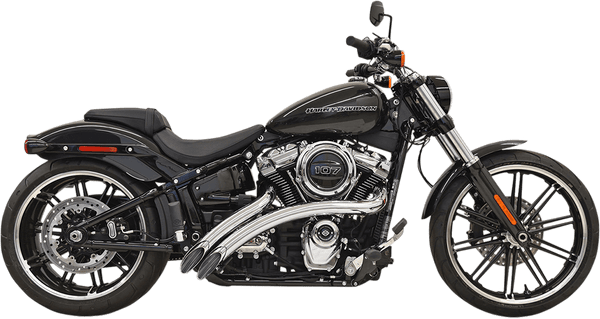 Bassani Manufacturing 1S21F Radial Sweeper 2-Into-2 Exhaust System - Chrome with Chrome Heat Shields - sxspowersports