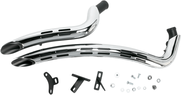 Bassani Manufacturing 1S21F Radial Sweeper 2-Into-2 Exhaust System - Chrome with Chrome Heat Shields - sxspowersports