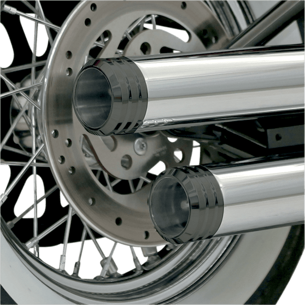 Bassani Manufacturing BE30T Fluted Billet End Cap for 3in. Firepower Slip-Ons - Black - sxspowersports