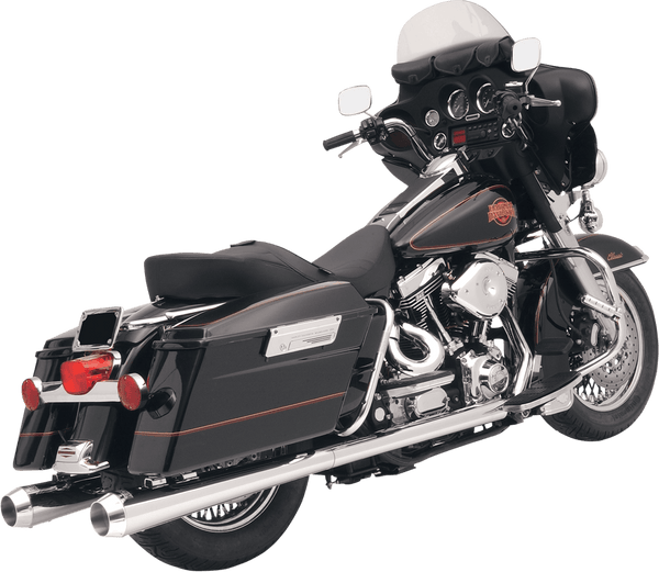 Bassani Manufacturing FLH-517 4in. Slip-On Megaphone Mufflers with 2 1/4in. Standard Baffles - Chrome with Billet End Cap - sxspowersports
