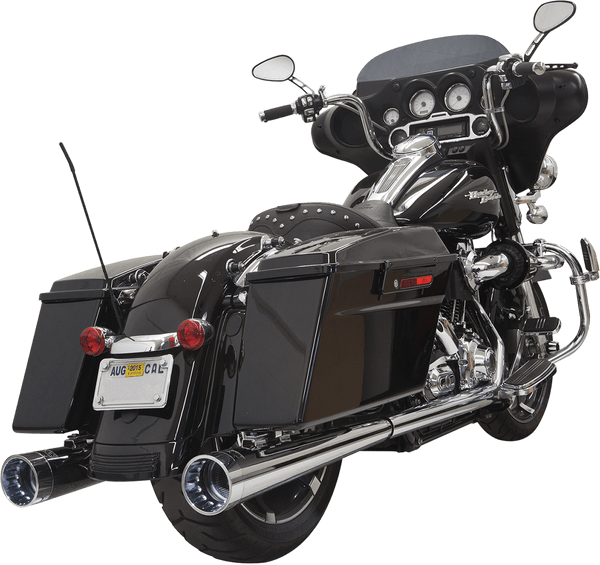 Bassani Manufacturing FLH-517 4in. Slip-On Megaphone Mufflers with 2 1/4in. Standard Baffles - Chrome with Billet End Cap - sxspowersports