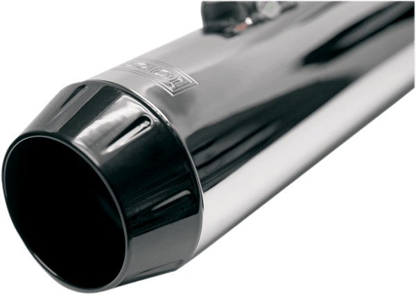 Bassani Manufacturing FLH-517L 4in. Slip-On Megaphone Mufflers with 2 1/2in. Performance Baffles - Chrome with Billet End Cap - sxspowersports