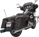 Bassani Manufacturing FLH-517RL 4in. Slip-On Megaphone Mufflers with 2 1/2in. Performance Baffles - Chrome with Fluted Black End Cap - sxspowersports