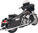 Bassani Manufacturing FLH-517RL 4in. Slip-On Megaphone Mufflers with 2 1/2in. Performance Baffles - Chrome with Fluted Black End Cap - sxspowersports