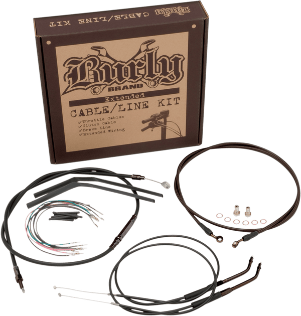 Burly Brand B30-1041 Extended Cable/Brake Line Kit for 16in. Ape Handlebars - Black Vinyl - sxspowersports