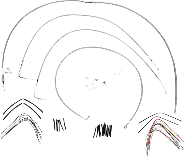Burly Brand B30-1053 Extended Cable/Brake Line Kit for 16in. Gorilla Handlebars - Stainless Steel - sxspowersports