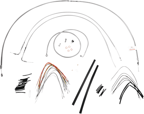 Burly Brand B30-1054 Extended Cable/Brake Line Kit for 16in. Gorilla Handlebars - Stainless Steel - sxspowersports