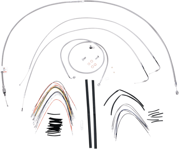 Burly Brand B30-1056 Extended Cable/Brake Line Kit for 16in. Gorilla Handlebars - Stainless Steel - sxspowersports