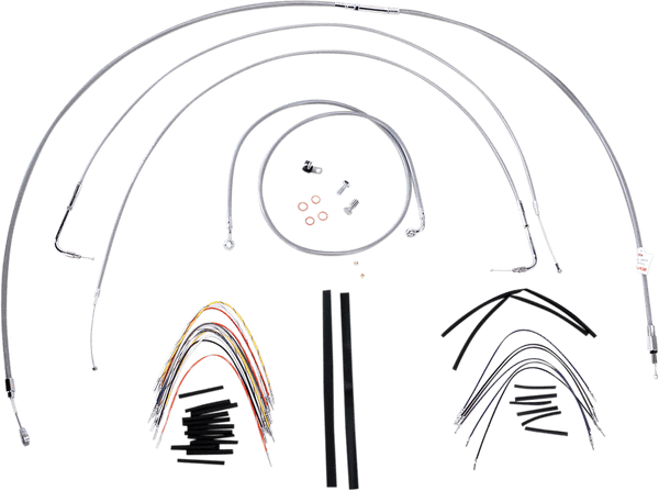 Burly Brand B30-1059 Extended Cable/Brake Line Kit for 18in. Gorilla Handlebars - Stainless Steel - sxspowersports