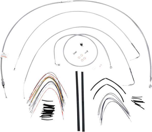 Burly Brand B30-1060 Extended Cable/Brake Line Kit for 18in. Gorilla Handlebars - Stainless Steel - sxspowersports