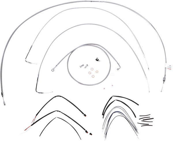 Burly Brand B30-1065 Extended Cable/Brake Line Kit for 18in. Gorilla Handlebars - Stainless Steel - sxspowersports