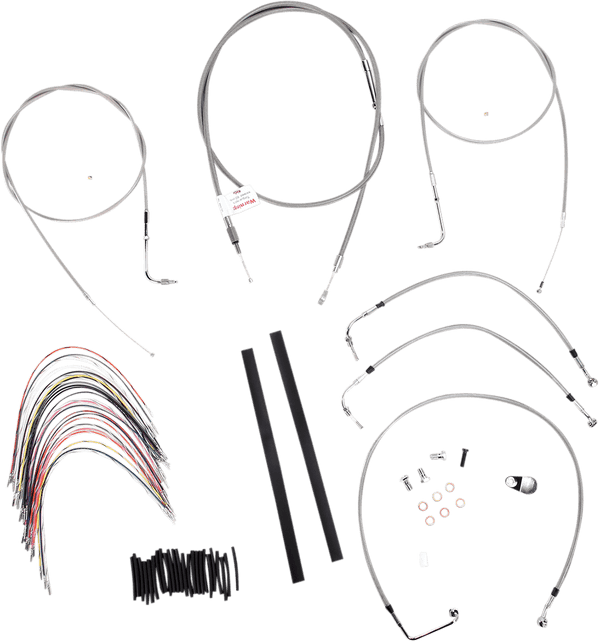 Burly Brand B30-1077 Extended Cable/Brake Line Kit for 16in. Gorilla Handlebars - Stainless Steel - sxspowersports