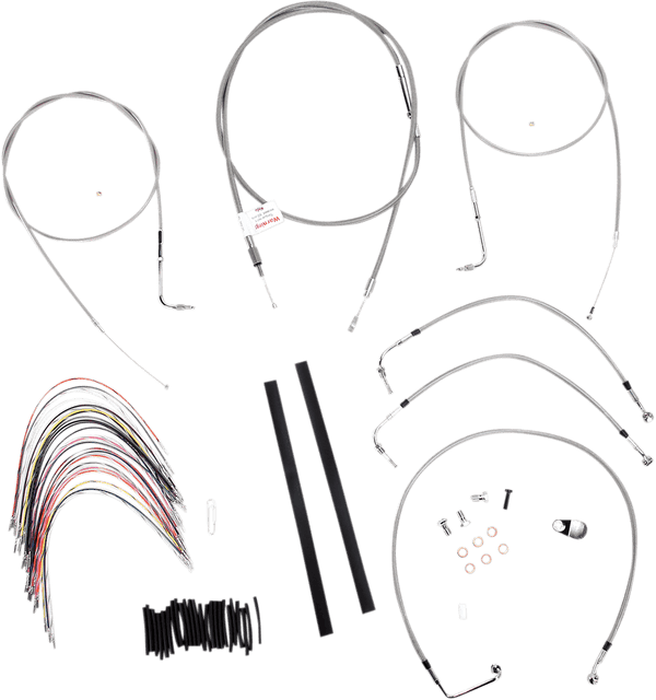 Burly Brand B30-1078 Extended Cable/Brake Line Kit for 18in. Gorilla Handlebars - Stainless Steel - sxspowersports