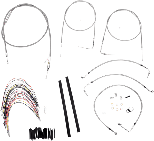 Burly Brand B30-1079 Extended Cable/Brake Line Kit for 14in. Gorilla Handlebars - Stainless Steel - sxspowersports